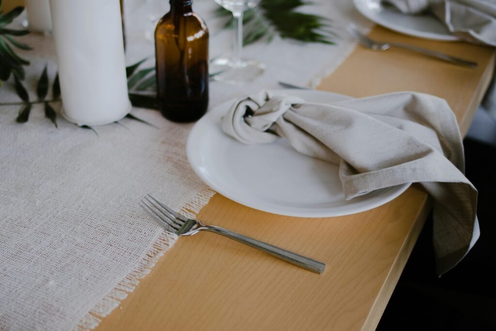 Zero-waste cloth napkins on a with plate