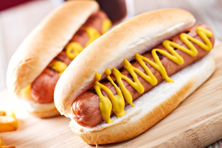 Hotdog with sauce.